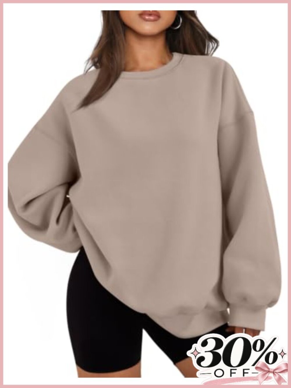 Womens Oversized Crewneck Sweatshirt Fleece Lined Pullover Casual Fall